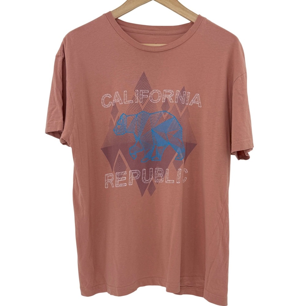 Ocean Current California Republic‎ Bear Graphic T Shirt Coral Pink Cotton Size L